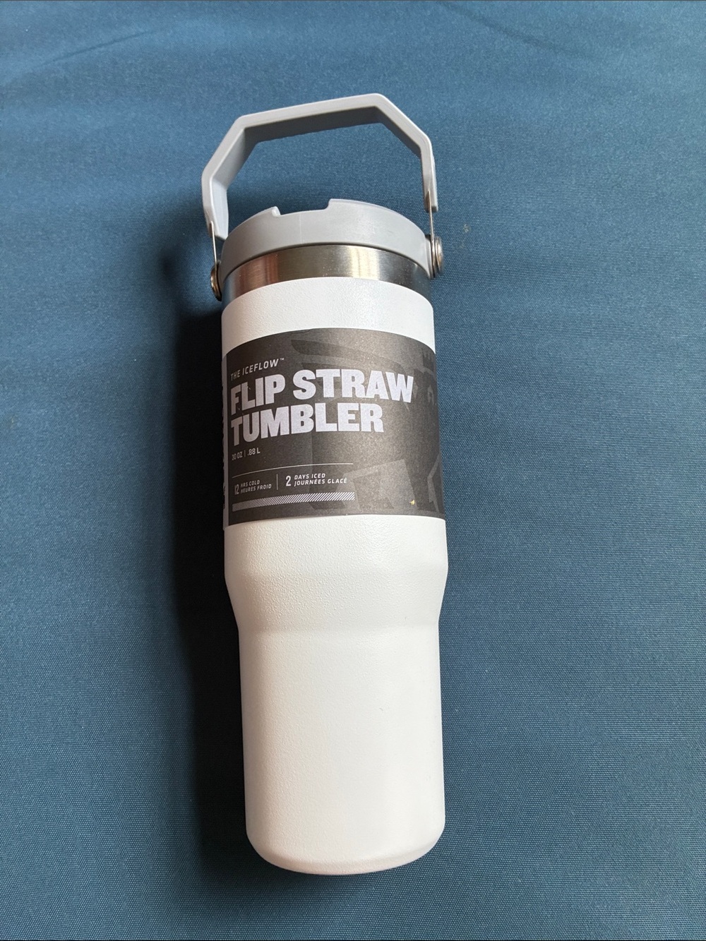 Stanley White Flip Straw Tumbler with Carry Handle